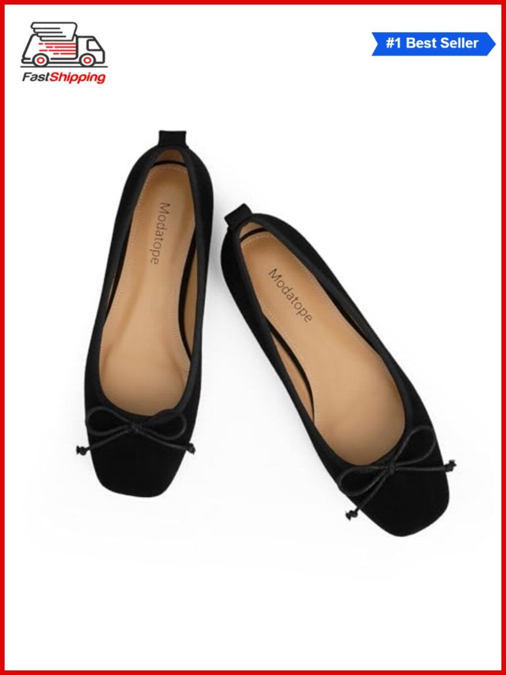 Faux Suede Ballet Flats with Bowknot Embellishment, Cushioned Slip-On Dress